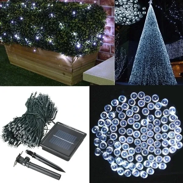 500 LED Solar Powered Fairy String Light Garden Party Decor Xmas - Varm vit