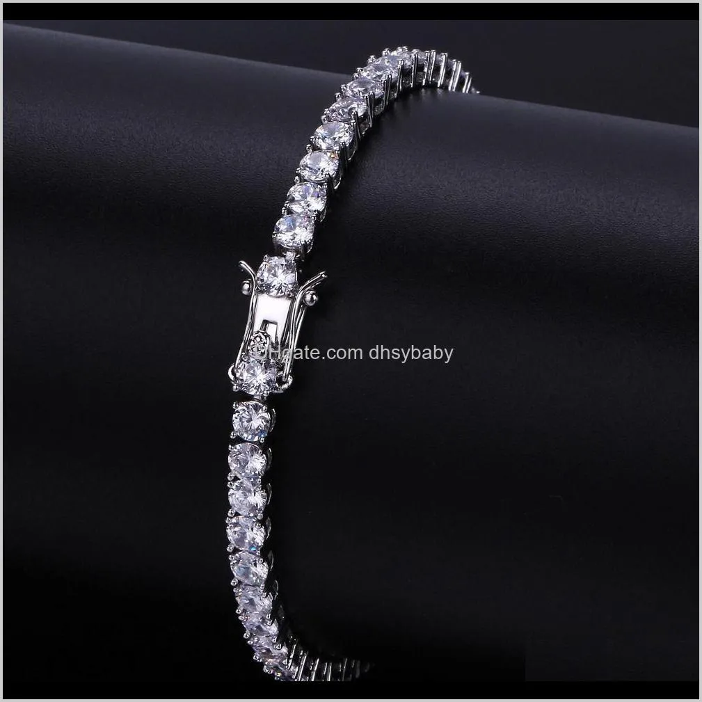 luxury designer mens bracelets hip hop jewelry diamond tennis bracelet iced out hiphop bling bangles luxury charm rapper gold silver