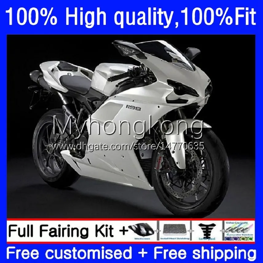 Kroppsarbete för Ducati 1198R 848 1098 1198 S 2008 2008 2009 2010 2011 2012 Body 14no.75 848R 1098R 07-12 848s 1098s 1198s 07 08 09 10 11 12 OEM Pearl White Fairing