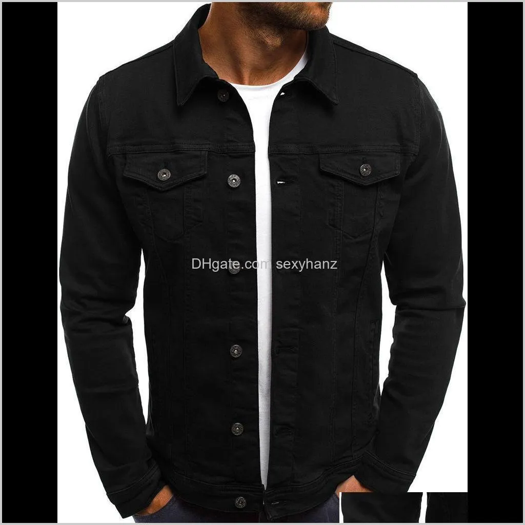 autumn and winter new men`s european size denim simple casual slim short jacket men`s clothing