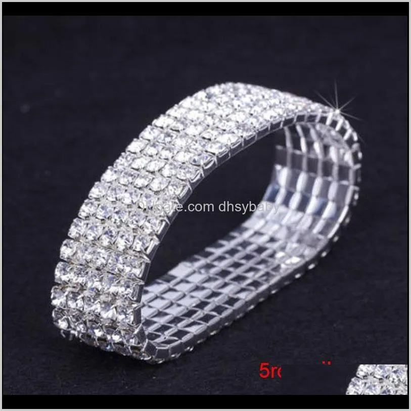 12 pieces lots 1-10 row silver bracelets crystal rhinestone elastic bridal bangle bracelet stretch wholesale wedding accessories for