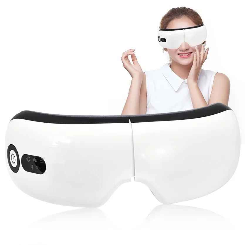 Smart Airbag Vibration Eye Massager Care Instrument Compress Support Bluetooth Fatigue Massage Glasses 220208