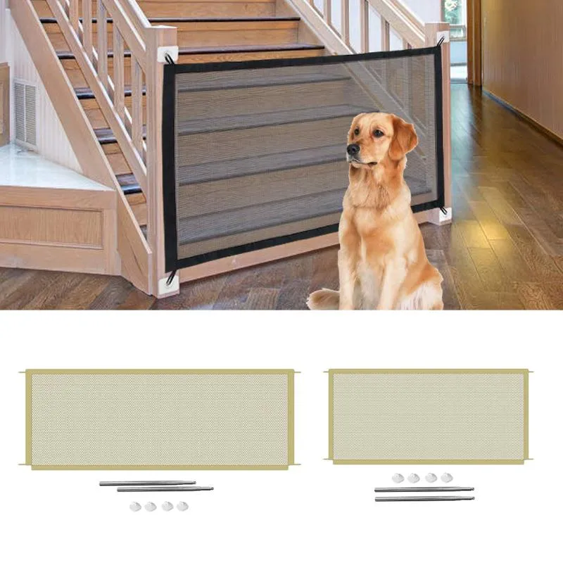 Kennels & Pens Ingenious Mesh Dog Fence For Indoor Outdoor Tall Pet Gate Retractable Safety Guard Foldable Toddler Stair Isolation