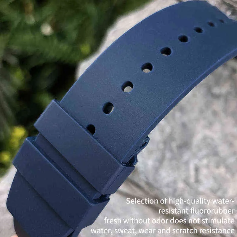 Cinturino in gomma siliconica di alta qualità da 20 mm per Richard White Blue Mille Fibbia a farfalla Cinturino morbido con foro per vite Bracciale H2392