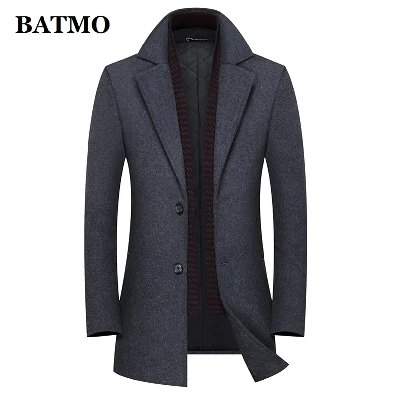 BATMO arrival winter high quality wool thicked trench coat men,men's wool jackets ,plus-size M-6XL, 211122