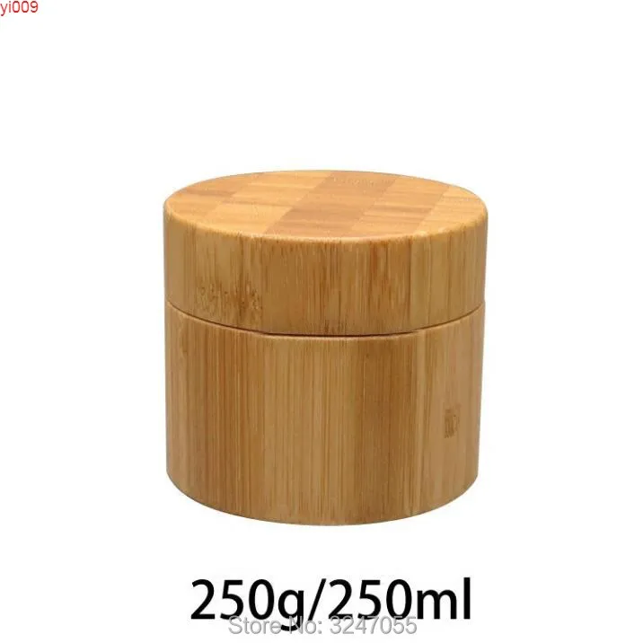 250ml / 250g 10 pçs / lote de alta qualidade Bambu Body Creme recipiente, frasco de armazenamento cosmético natural, ferramenta de maquiagem portátil QTY