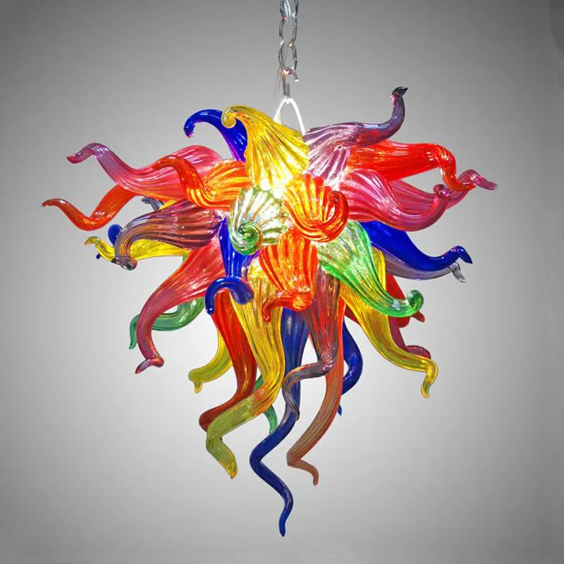 Lampes arc-en-ciel Lampes suspendues LED Lustre en verre soufflé à la main mignon pour bar de chambre à coucher Jeu d'enfant Éclairage suspendu Italie Plafonnier multicolore moderne 40 ou 50 CM