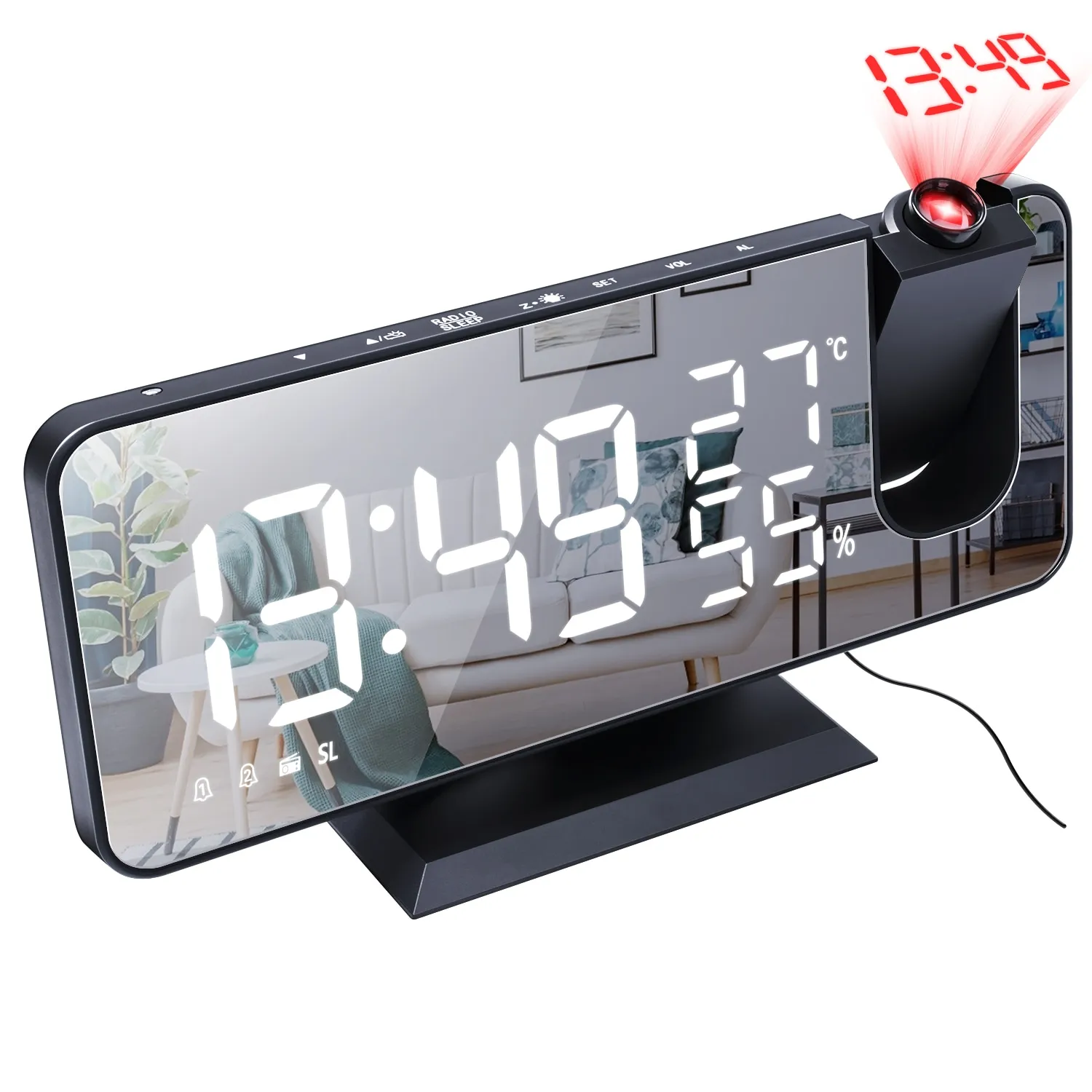 LED réveil numérique montre Table horloges de bureau électroniques USB réveil FM Radio projecteur chambre Snooze fonction alarme