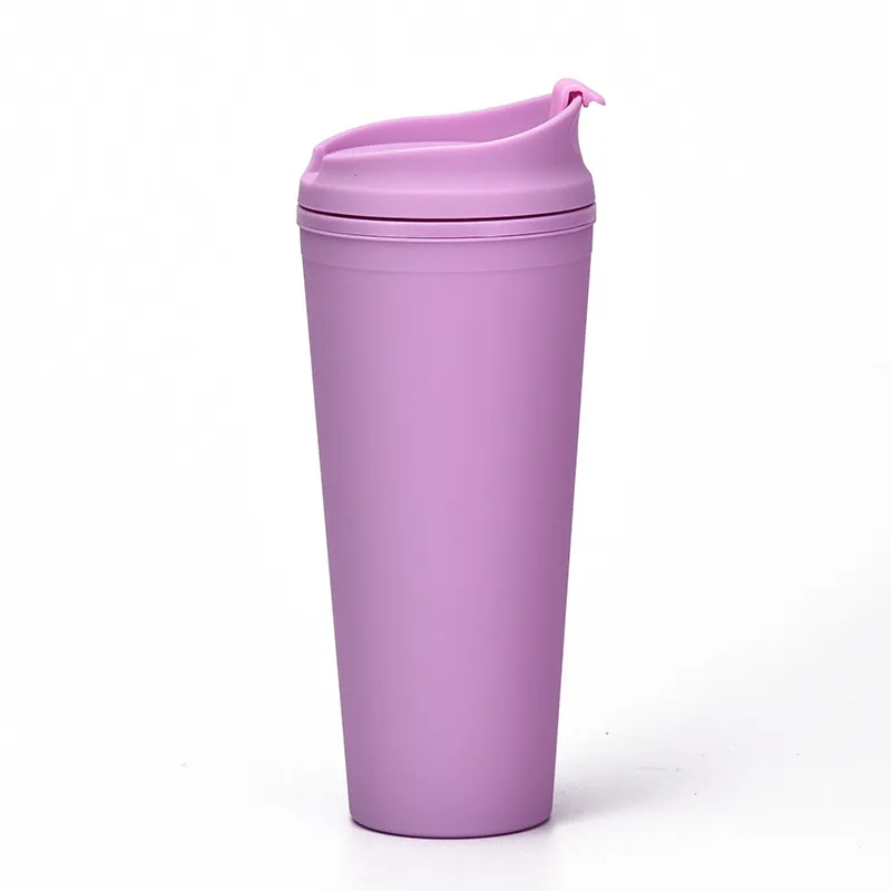 Double-layer Plastic Frosted Tumbler 22OZ Matte Plastic Bulk Tumblers With Lids for Outdoor Sport Camping