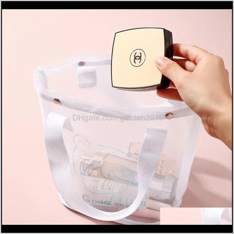 portable transparent mesh shopping bag household sundries storage bags toys organizer storage