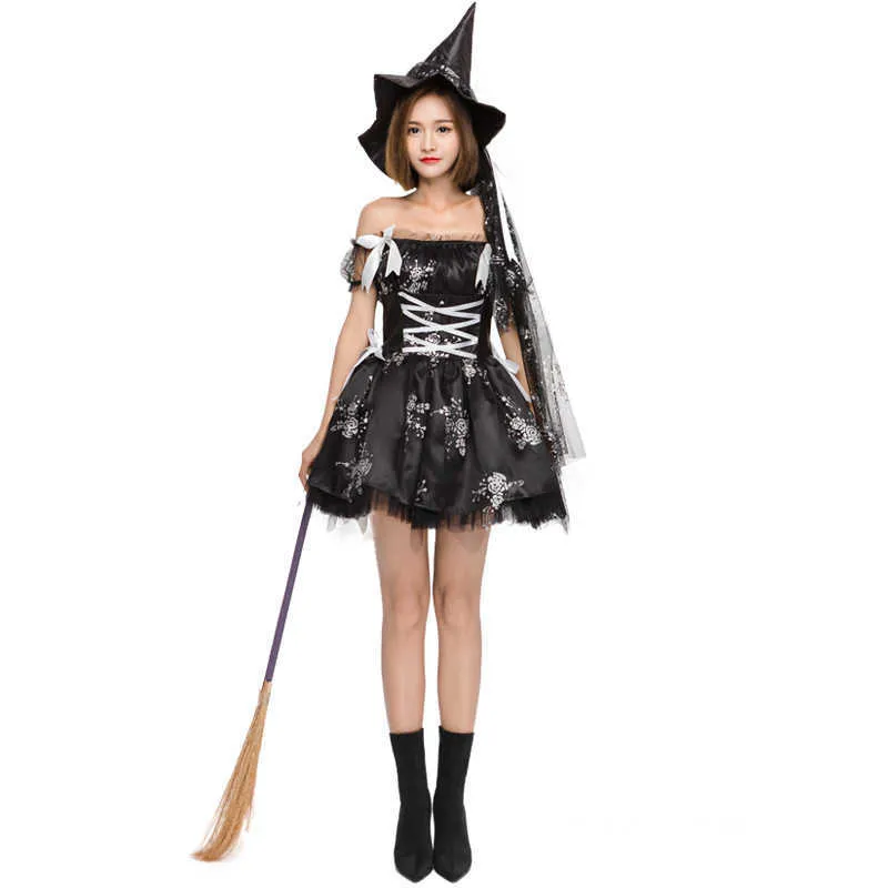 Halloween bladerdeeg korte rok cosplay kleding Japanse roos print game kleding y0913