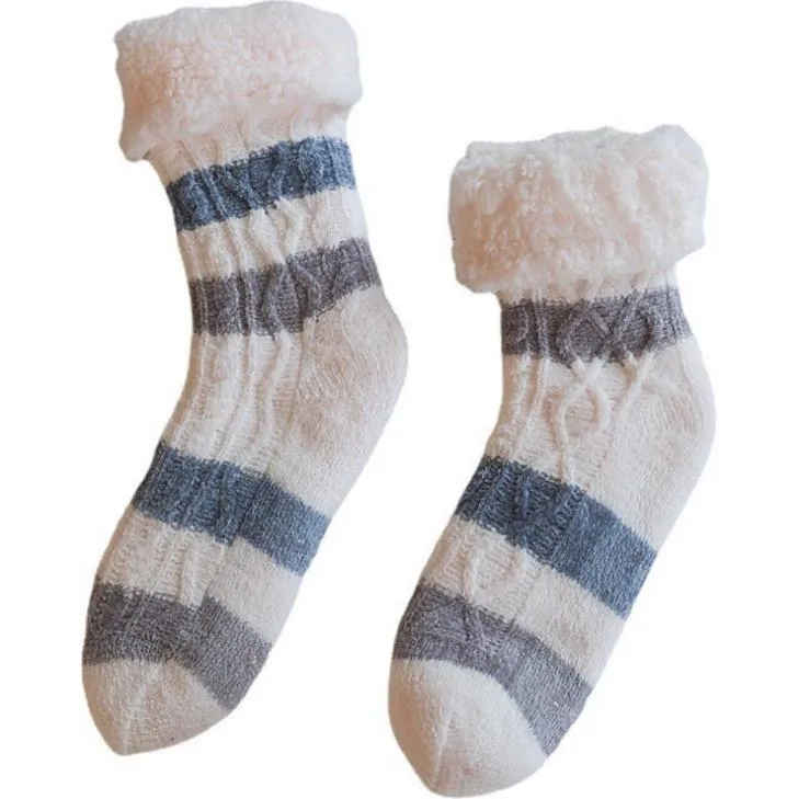 Femmes Fuzzy Pantoufles Chaussettes Tricoté Moelleux Confortable Cabine Hiver Chaud Polaire Doux Épais Confortable Antidérapant Cadeau De Noël Bas Bonneterie Antidérapant