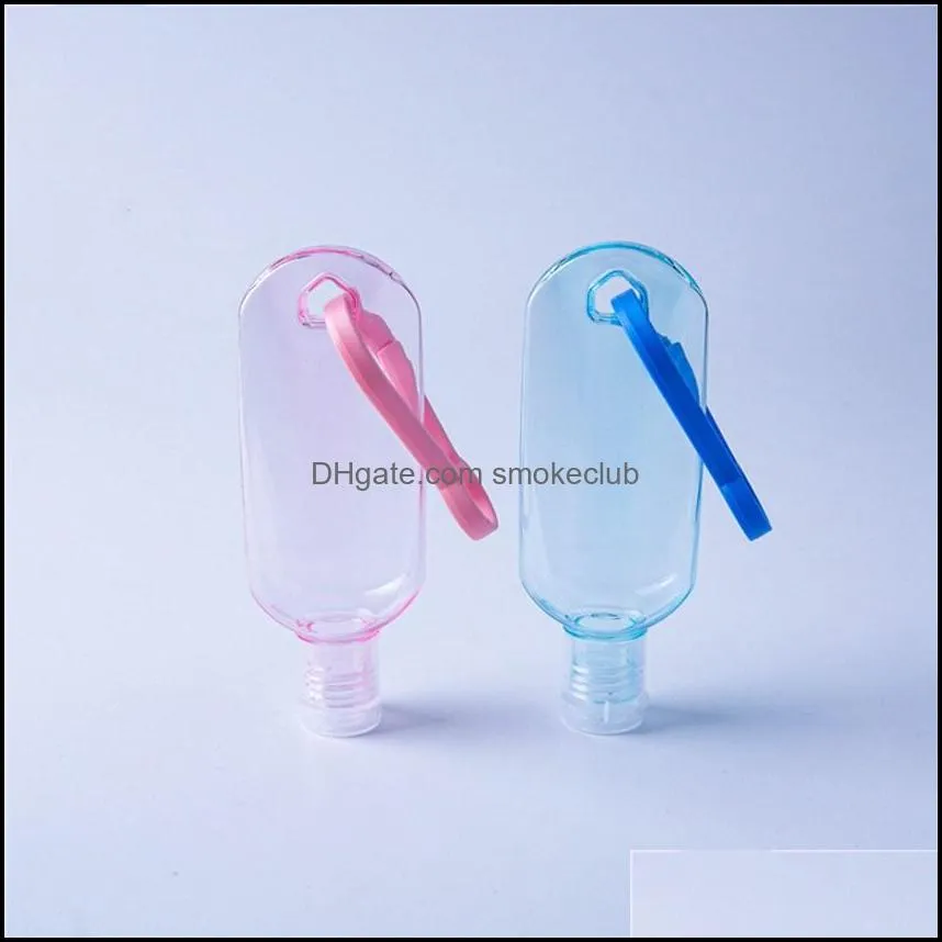 30ML 60ML Colorful refillable Flip Cap Bottle with Key Ring Hook Empty Hand Sanitizer Bottle for Travel CYZ2496