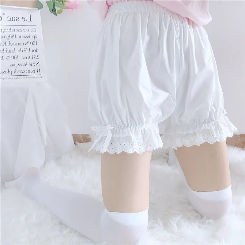 Latarnie japońskie legginsy białe koronkowe szorty lolita słodkie letnie bezpieczeństwo 210412