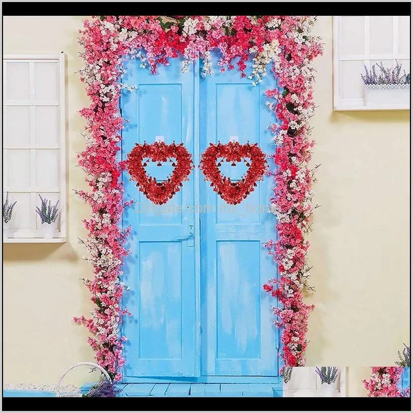 pack red valentine heart wreaths shaped with foil hearts hanging valentine`s day decorations decorative flowers