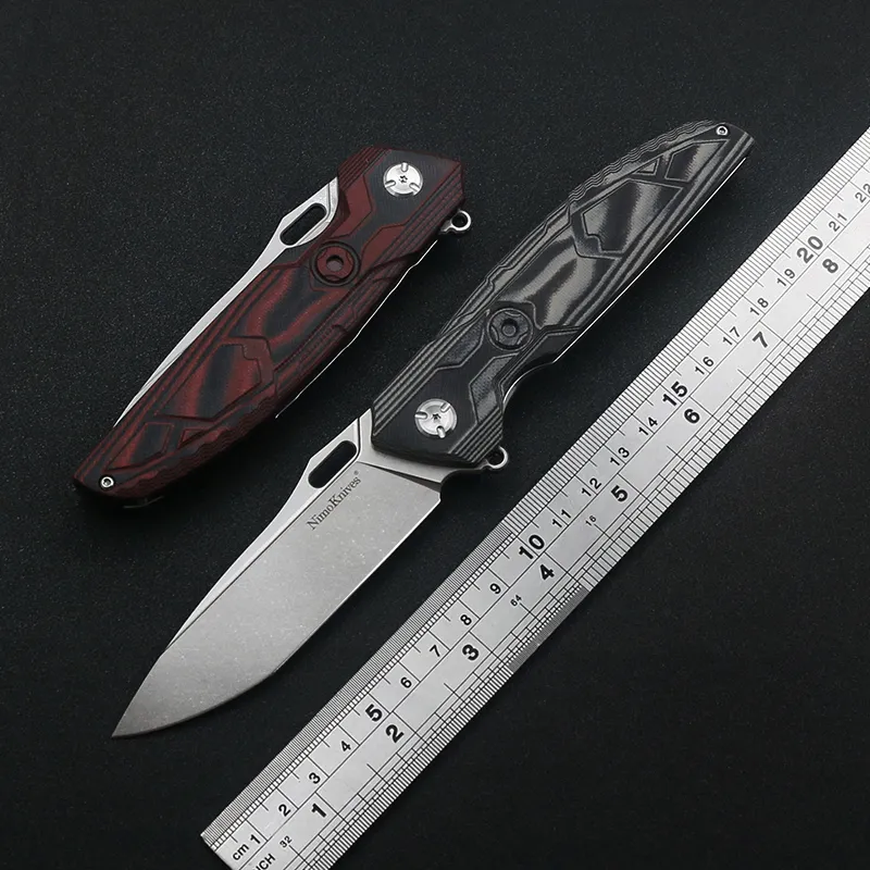 Nimo Knives Original Design Tragbares, schnell zu öffnendes Klappmesser, D2-Klinge, Vicissitudes Stone Washing, G10-Griff, Outdoor-Camping-Abenteuer, EDC-Werkzeuge