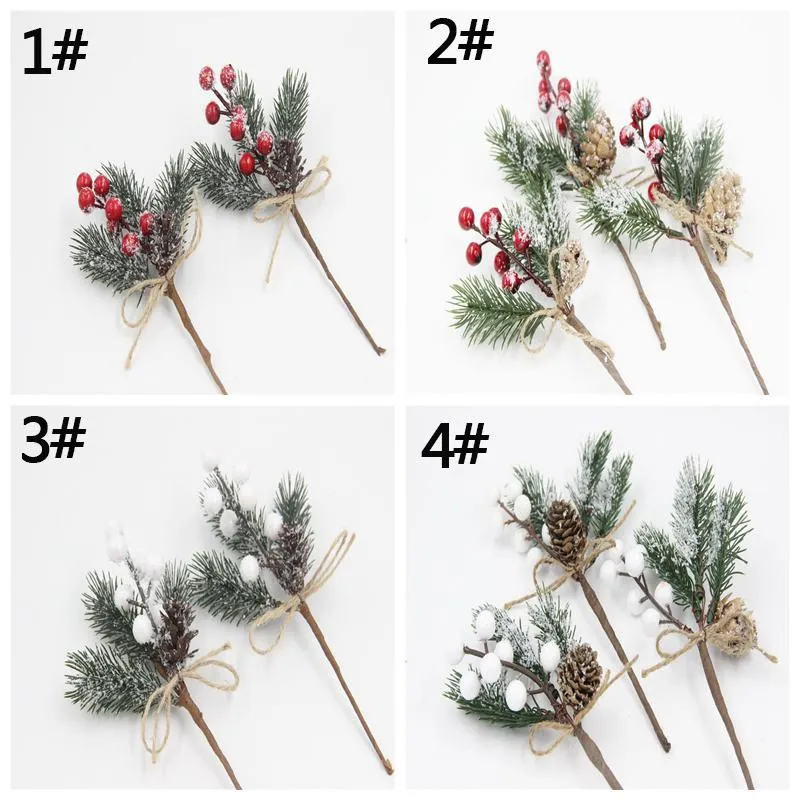 Christmas Tree Decoration Simulation Cedar Berries Bouquet Home Decor Xmas Ornaments Ormosia Bouquets DIY garland Pine Cone BH4962 WLY