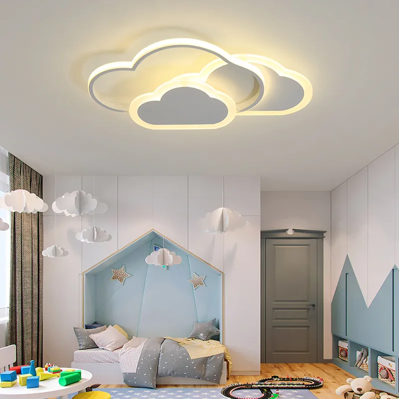 Plafond moderne à LEDs lumière créative nuage blanc chambre éclairage dessin animé chambre d'enfants enfant lire étude rose décoration