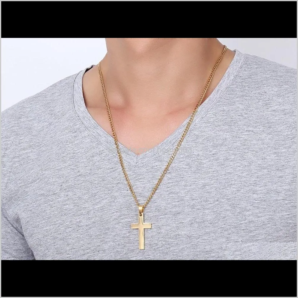 mens cross pendant necklaces stainless steel link chain necklace statement charm popular jewelry gifts fashion accessories