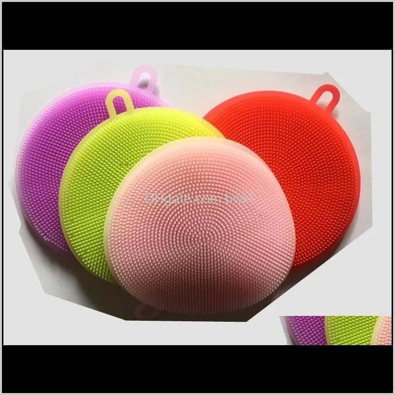 silicone sponge dish washing brush scrubber food-grade antibacterial bpa multipurpose non stick cleaning mildew smar