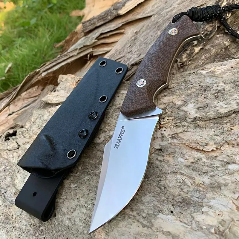 TUNAFIRE GT0156 Haute dureté Couteaux D2 Acier Lame Fixe Chasse En Plein Air Tactique Survie Couteaux Outil avec Kydex Couteau Gaine