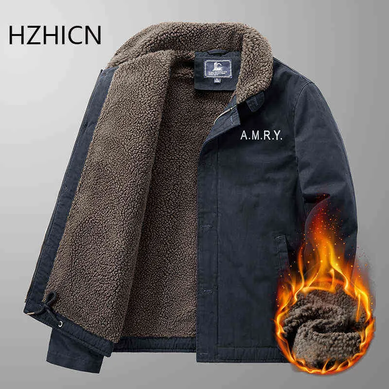 Winter Herrenjacken Kaschmir Casual Baumwolle Fleece Bomberjacke Hochwertige Mode Warme Mäntel Marke Plus Samt Kleidung 211110