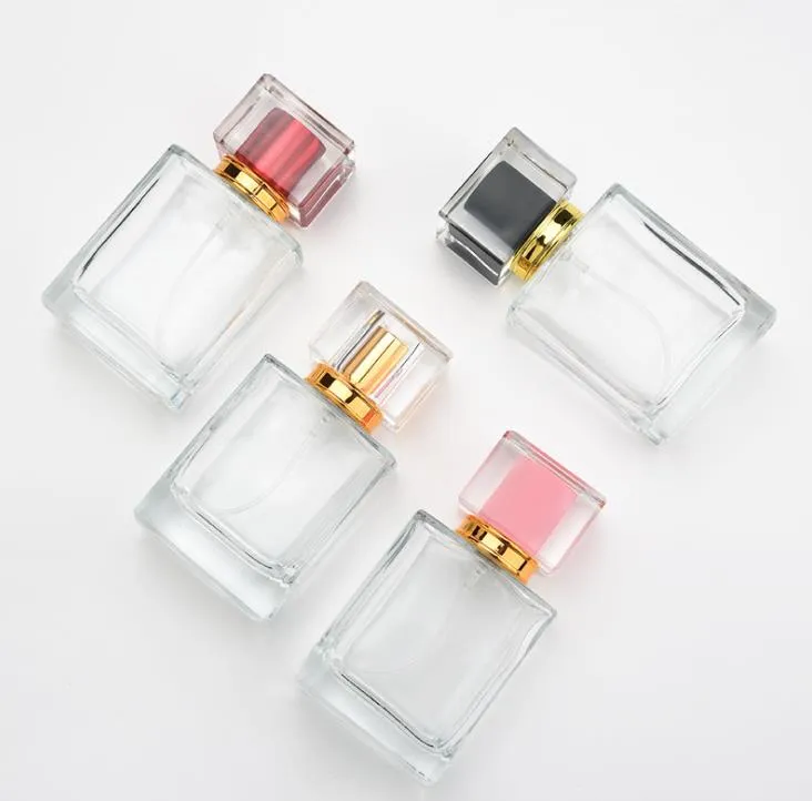 1.7Oz Empty Perfume Bottles Square ,50ML Clear Glass Spray Bottle Fine Mist Atomizer for Perfumes Aromatherapy SN4042