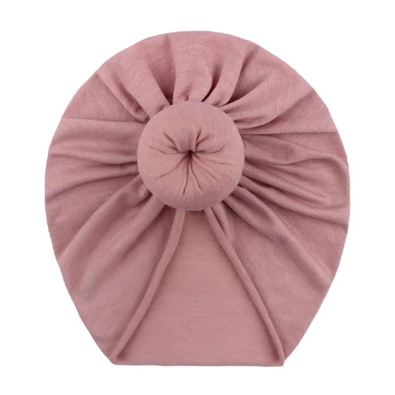 Hats Caps & Baby Hat Soft Girl Turban Infant Born Cap Bonnet Headwraps Solid Bow Knotted Beanie Headwear Accessories