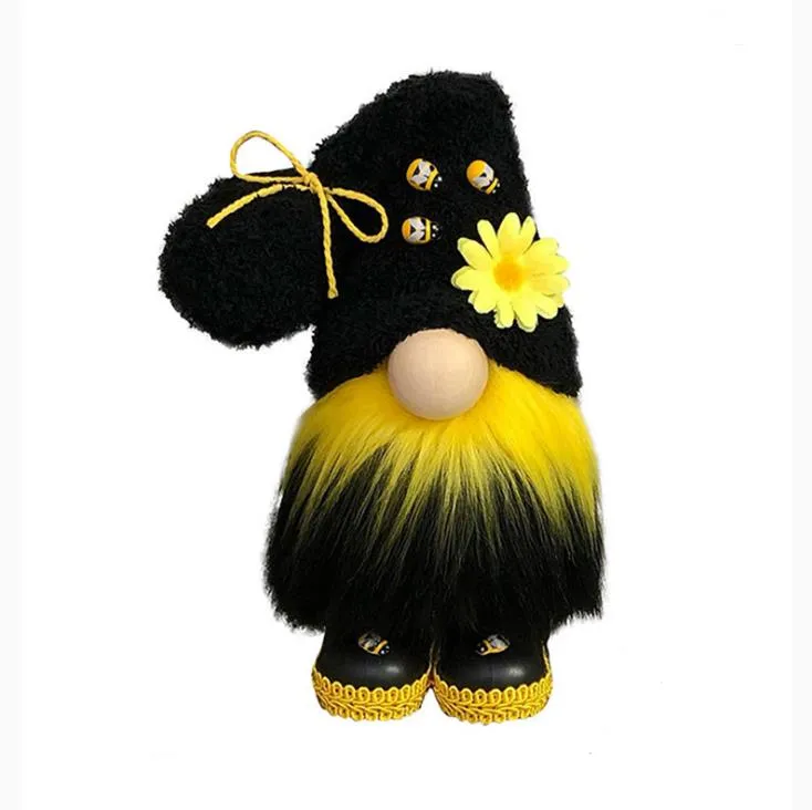 Party Gift Bee Gnomes Plush Spring Elf Gnome Faceless Doll Yellow & Black Plushs Scandinavian Tomte SN2598