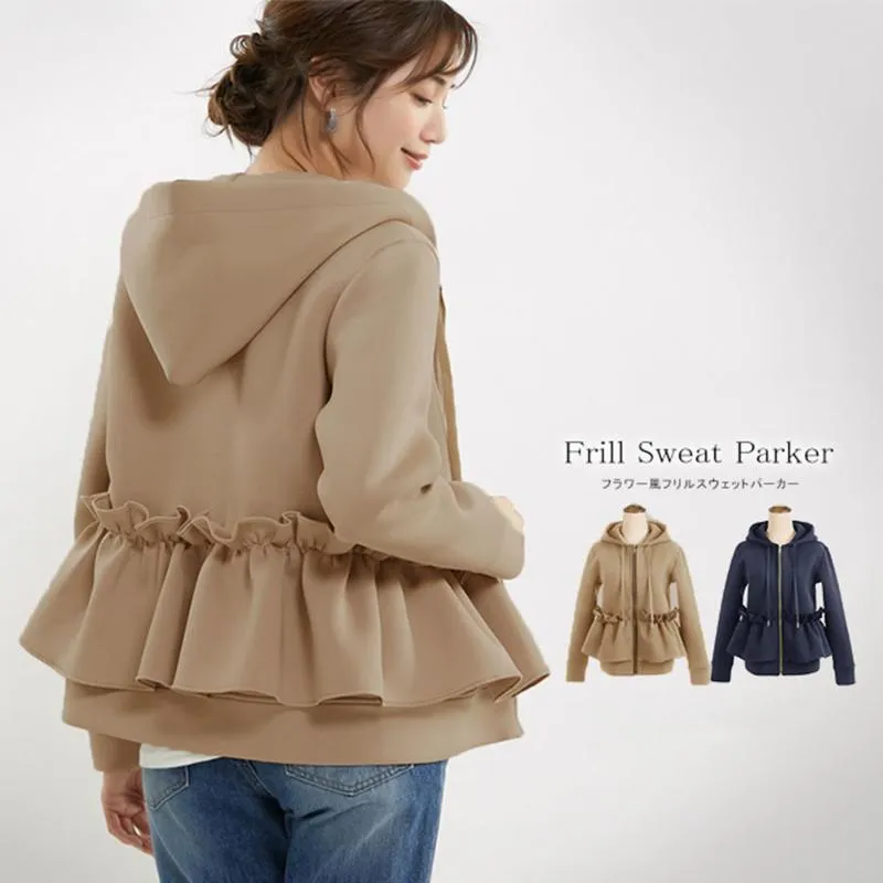 kawaii juffle women 위로 스웨터 까마귀 Khaki 블랙 가을 코트 여성 하이 허리 Peplum 후드 캐주얼 탑 한국 여성의 후드 SW