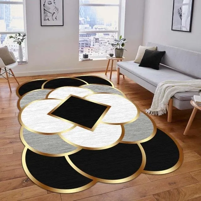 Carpets Living Room Carpet Irregular Cut Washable Sponge Non-Slip Pattern Multi-Color Trend Model Decoration