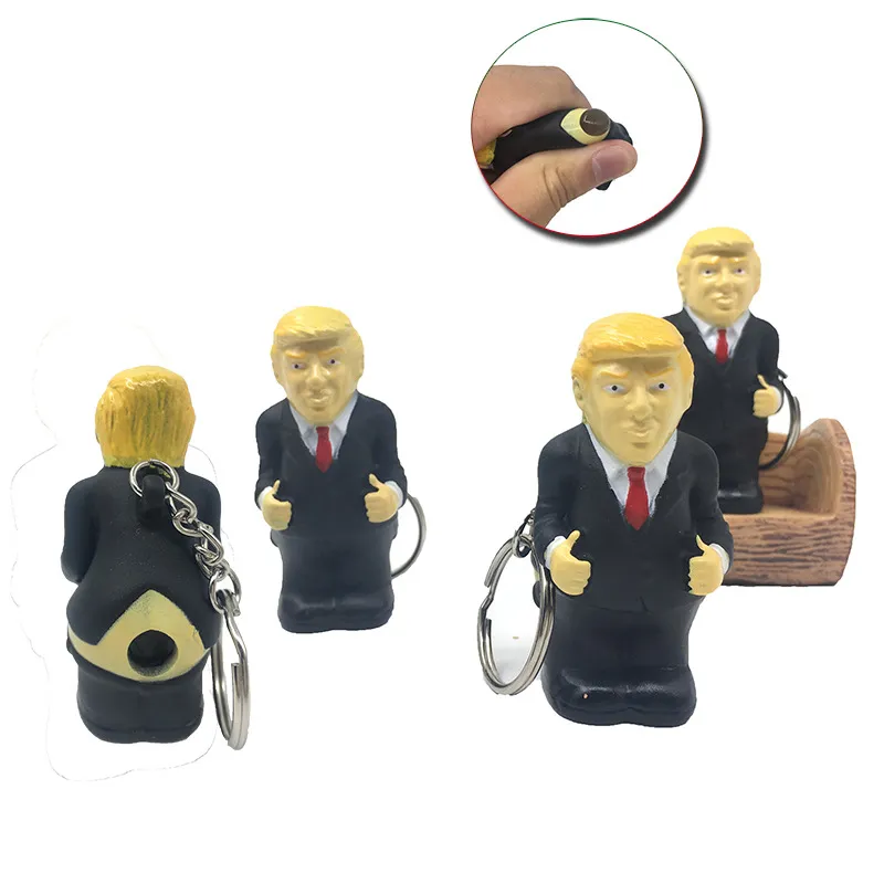 3pcs/Lot Pendant Car Keychain President Key Bag Squeezing Funny Donald Trump Simulation Fake Poop Toy Turd Doll Thing