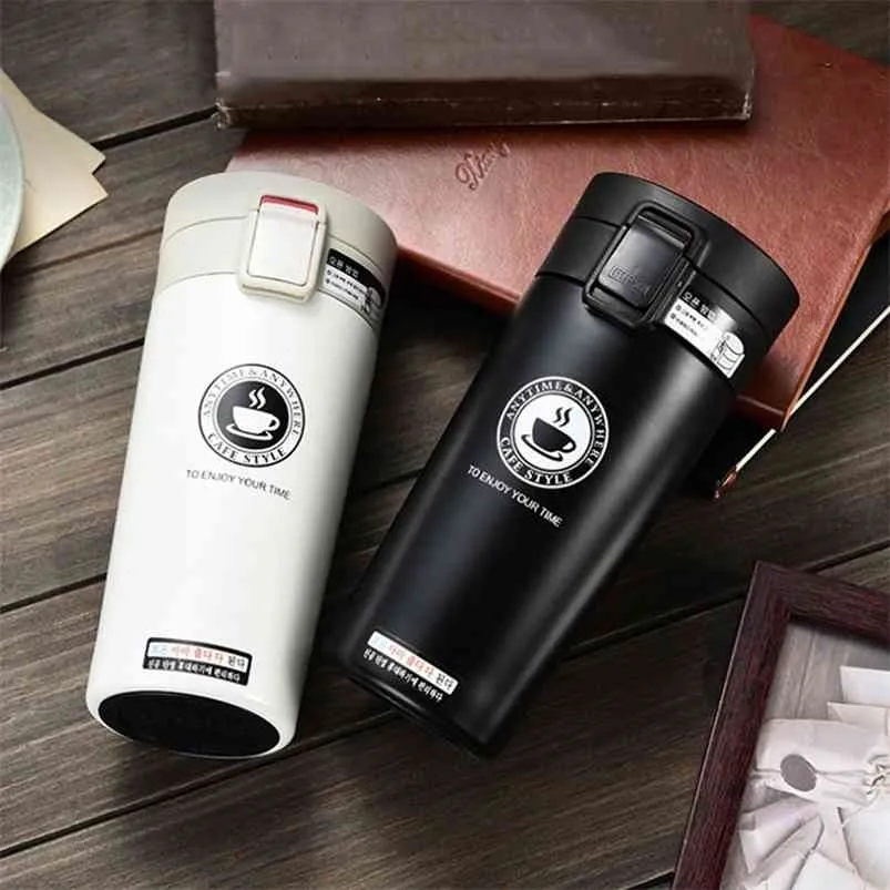 Bezpłatna niestandardowa nazwa Podwójna ściana Kolby próżniowe Ze Stali Nierdzewnej Samochód Thermo Cup Coffee Herbat Travel Kubek Thermol Bottle Thermocup 210809