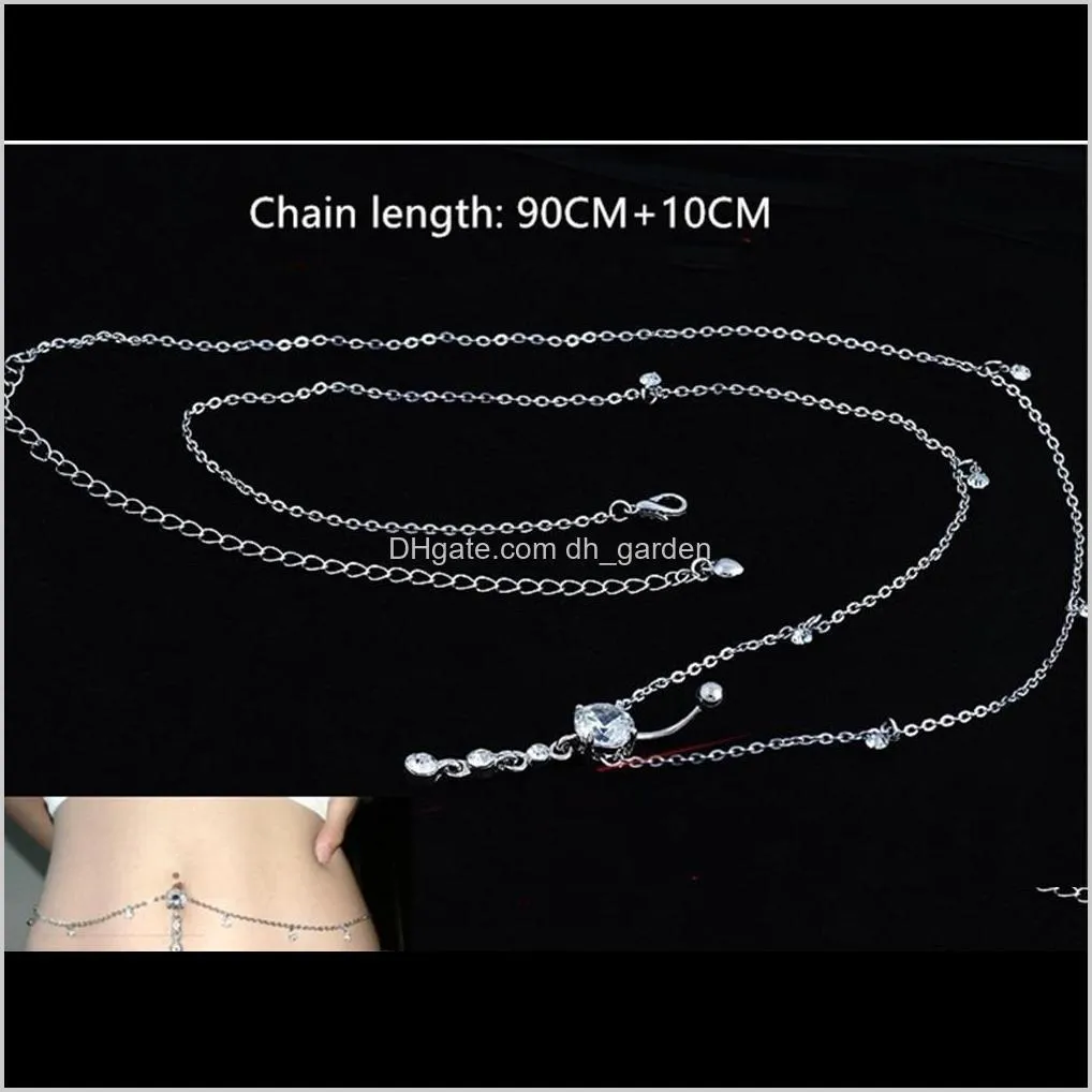 fashion rhinestone belly waist chain belt jewelry for women crystal sexy navel dangle bar rings chains body piercing jewelry