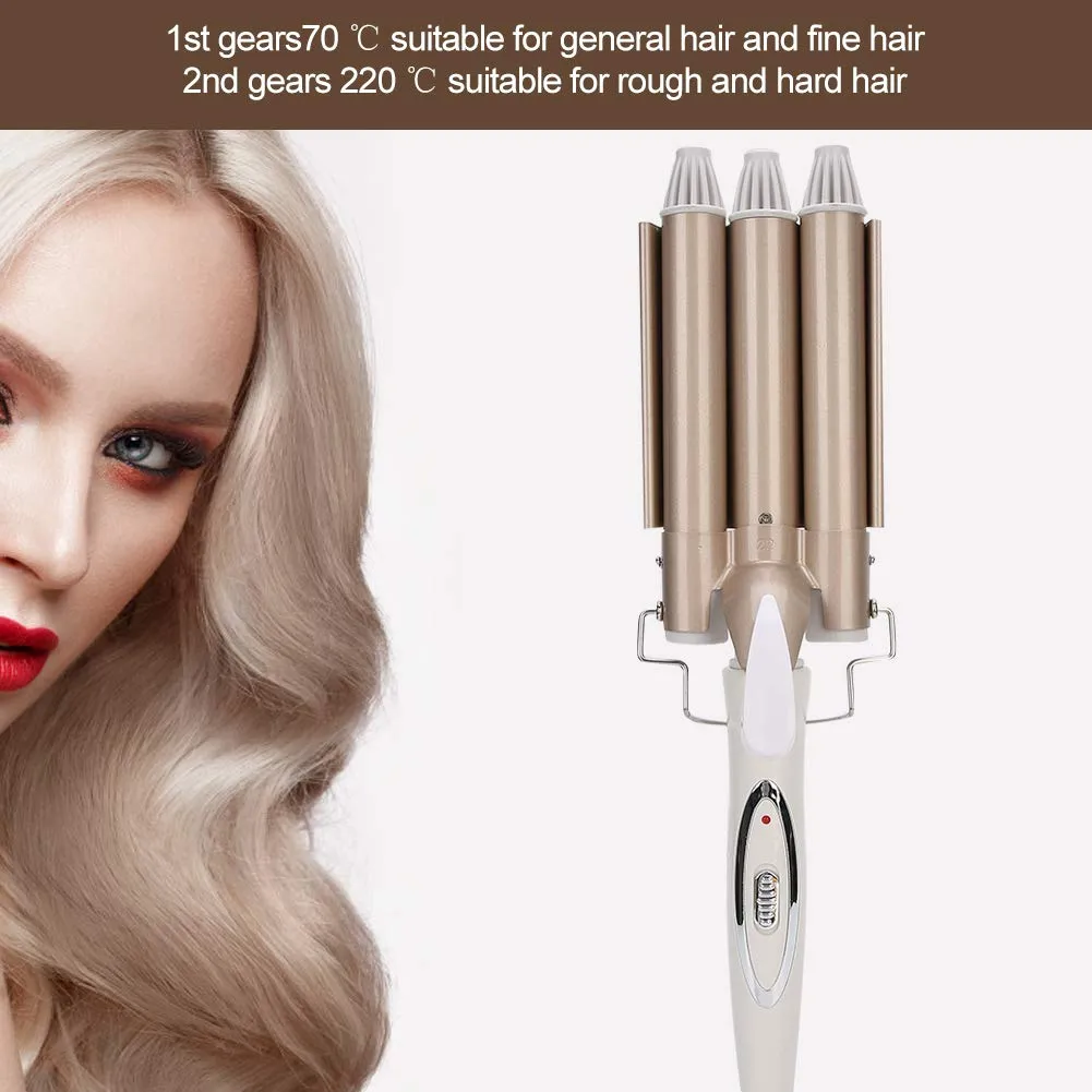 Högkvalitativ professionell 110-220V Hår Curling Iron Ceramic Triple Barrel Curler Hair Waver Stying Tools Styler