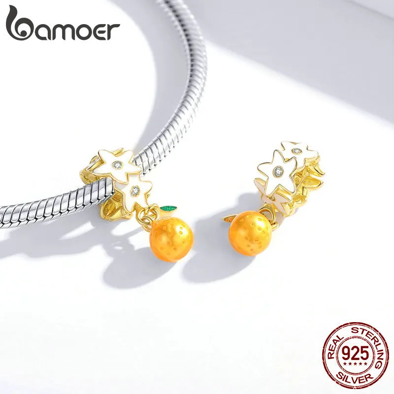 925 Sterling Silver CZ Orange Fruit Charm Beads per bracciale originale Argento 925 Gioielli fai da te Charm Accessori SCC1715 210512286k