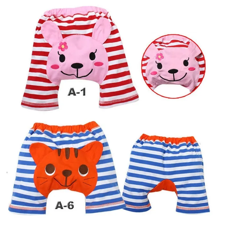 Broderie Animal bébé garçon pantalon court nouveau-né PP pantalon ours poussin couvre-couche couches grenouille rayure bébé filles vêtements coton 210413