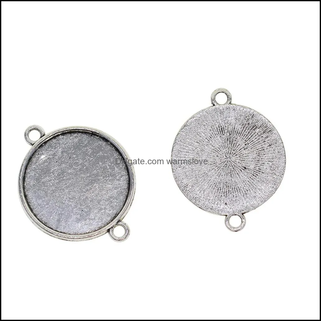50Pcs Necklace Pendant Setting Cabochon Cameo Base Tray Bezel Blanks Fit 25 mm Cabochons Jewelry Making Findings, Tibetan Silver1