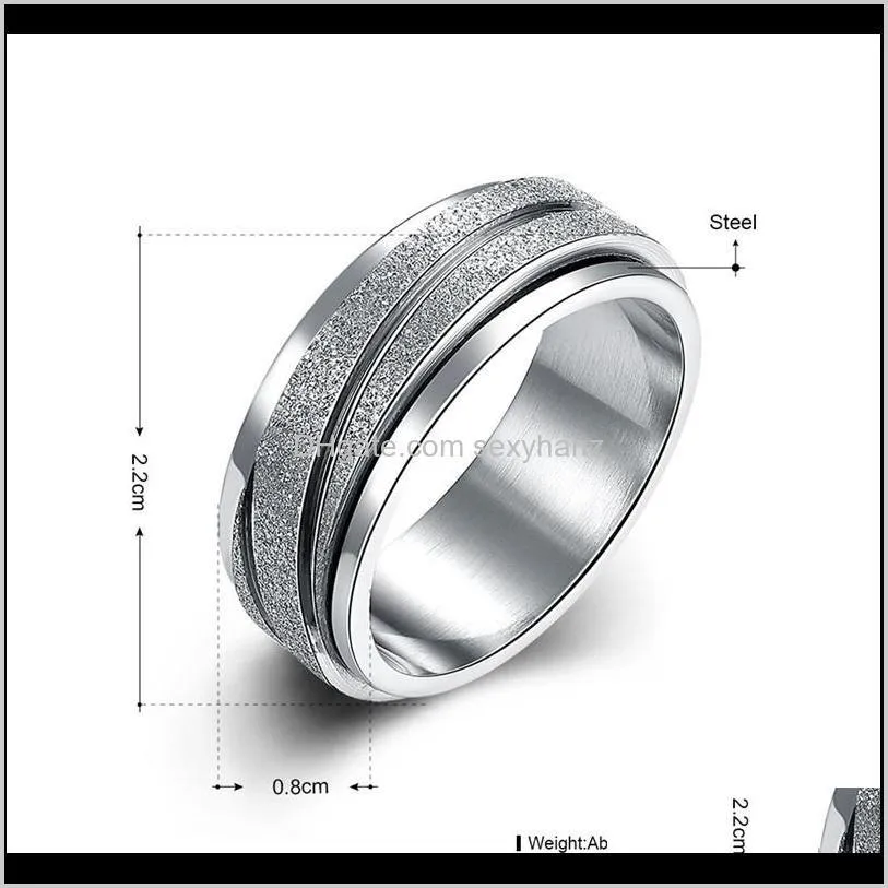 fashion titanium rotate rotation men ring band eternity male for engagement wedding jewelry r4637