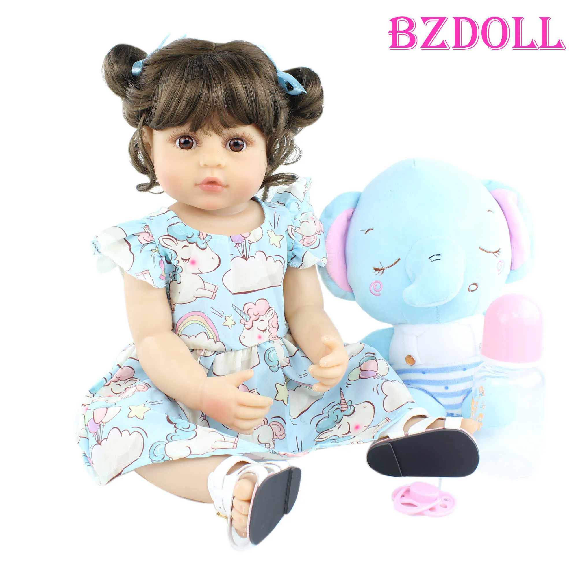 55cm / 48cm Silicone complet Reborn Baby Poupée pour fille Lifel-Neuf Toddler Bebe Bebe Boneca Kid Anniversaire Cadeau Populaire Toy Toy Q0910