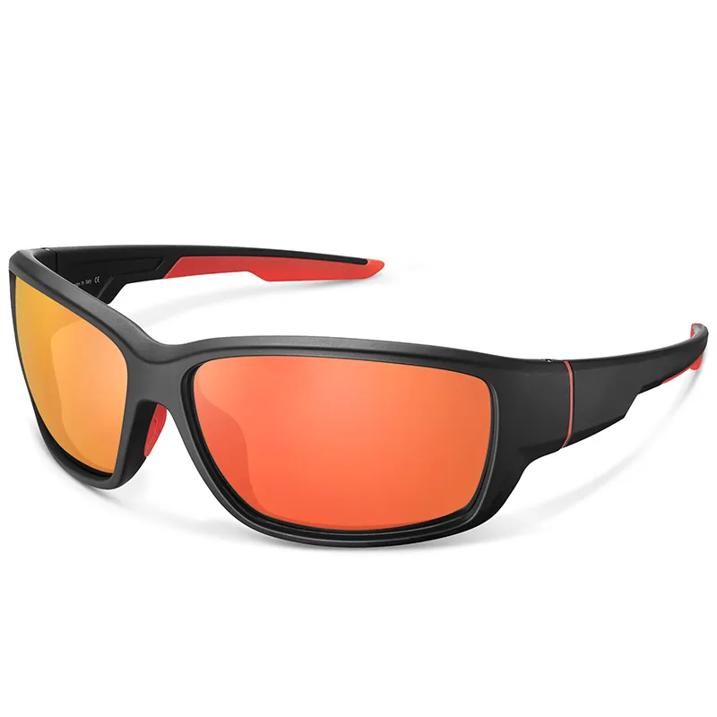 Gafas de Sol Polarizadas Hombre Cuadrado Deporte Neutral Naranja Oro Espejo