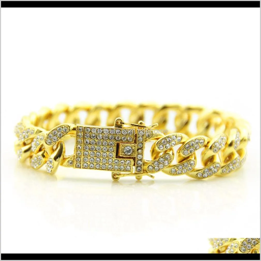 2020 hot sale hip hop iced out bling cz men bracelet fashion 18- 20cm long  cuban link bracelets male hiphop jewelry gifts