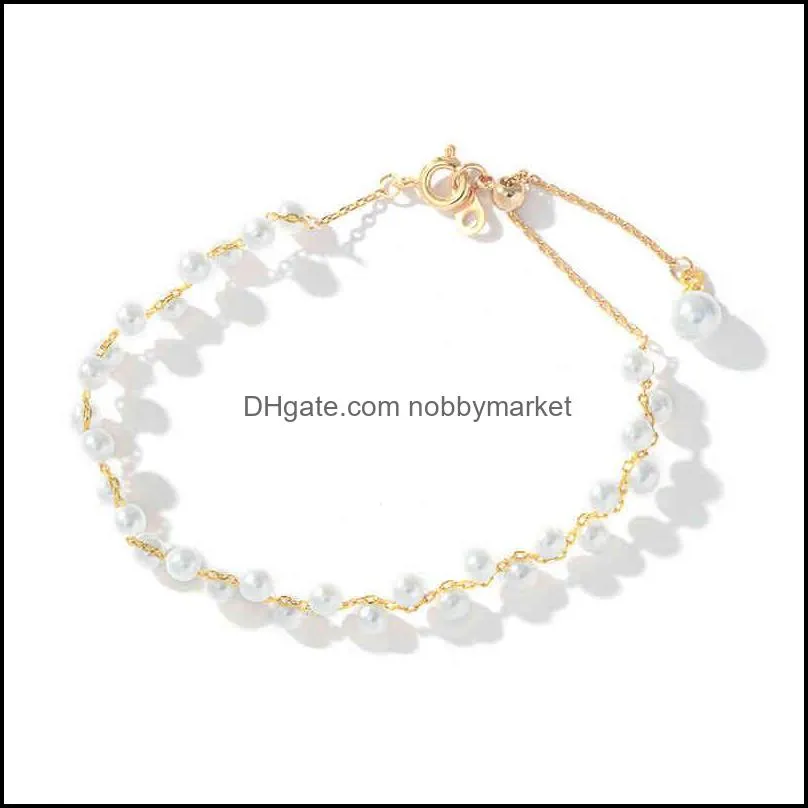 Irregular natural pearl pull Bracelet female Baroque student temperament net red French high sense hand jewelry