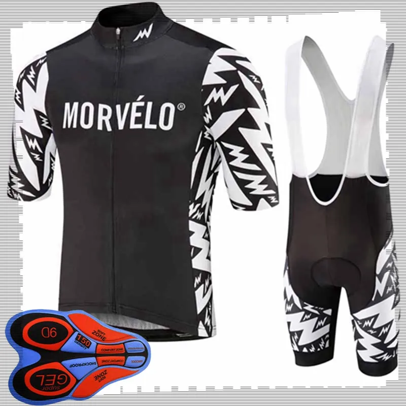 Pro Team Morvelo Cycling Krótkie Rękawy Jersey (BIB) Szorty Zestawy Męskie Letnie Oddychająca Road Rowerów Odzież MTB Outfits Bike Sports Mundur Y21041545