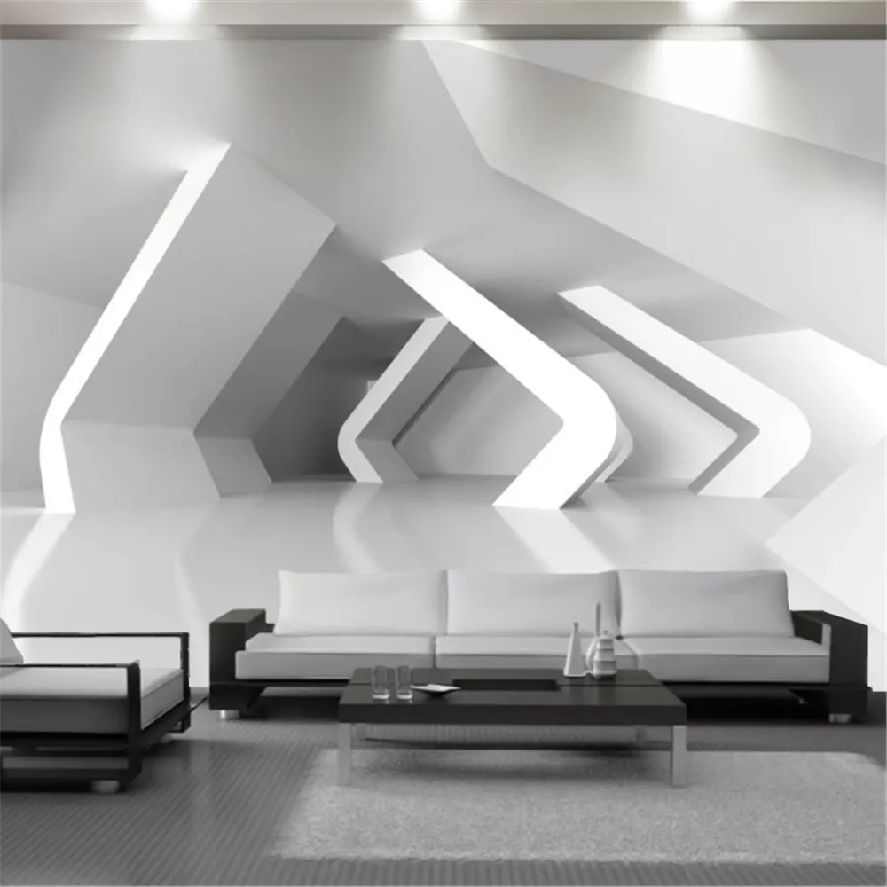 Décor à la maison 3d papier peint revêtement mural blanc bâtiment espace étendu Mural salon chambre cuisine peinture fonds d'écran