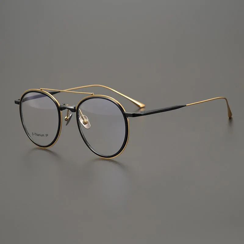 Lunettes de soleil de mode Cadres Vintage Titanium Cadre Frog Pilot Lunettes Hommes Rond Prescription Lecture Lunettes Optiques Myopie Lunettes De Luxe