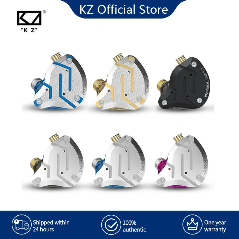 KZ ZS10 Pro Gold Auricolari 4BA + 1DD Hybrid 10 driver HIFI Bass Auricolari In Ear Monitor Cuffie Cuffie in metallo con cancellazione del rumore