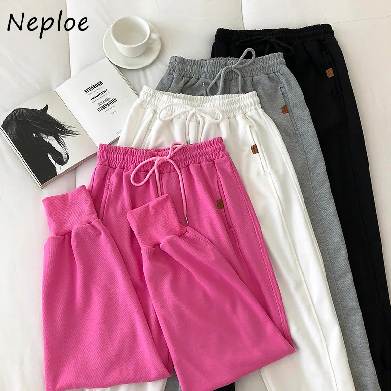 Neploe Loose Bf Style Casual Pants Women High Waist Hip Harem Pantalones Mujer Spring Simple Solid Outwear Trousers 210510