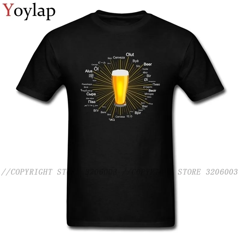 Palavra cerveja em 45 idiomas diferentes estilo diferente homens o pescoço t - shirts tops de algodão simples design camiseta 210409