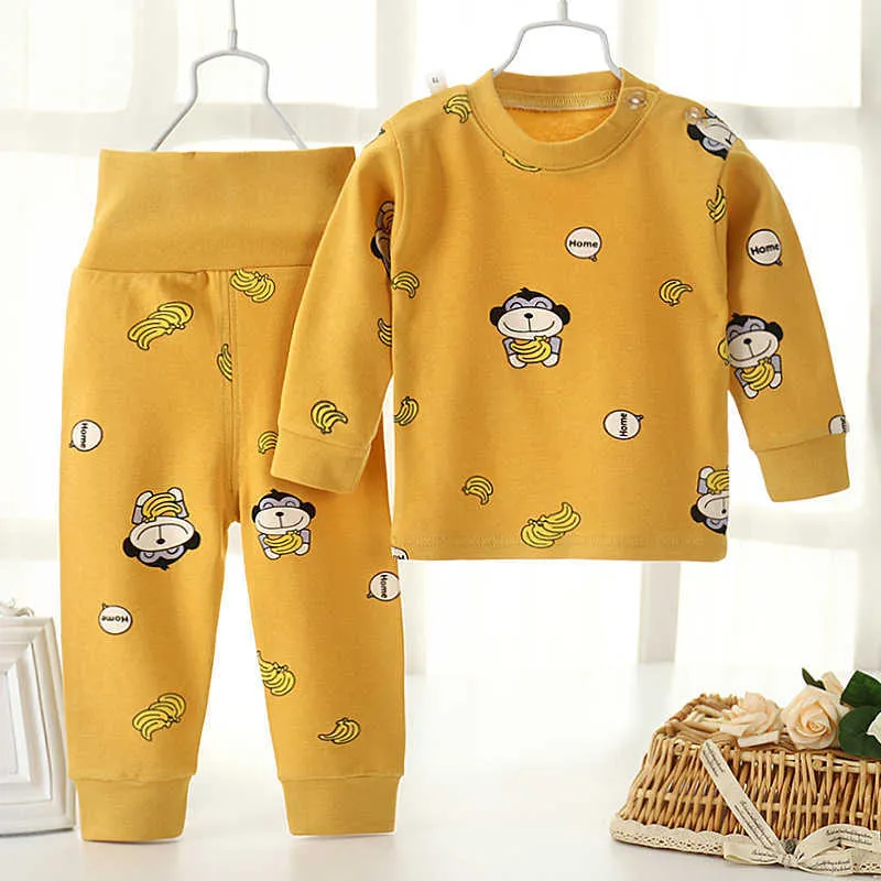 Infant Newborn Underwear Sets Autumn Cotton Long Sleeve 2pcs Outfits Clothes Set Baby Girl Boy High Waist Protect Belly Pants G1023